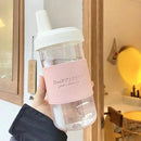 Axyaa Pearl Milk Tea Bottle with Cup Cover - Large Capacity & Drop-proof