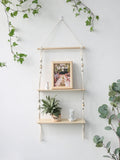 Axyaa Macrame Wood Wall Shelf: Boho Home Decor for Bedroom, Living Room, Nursery