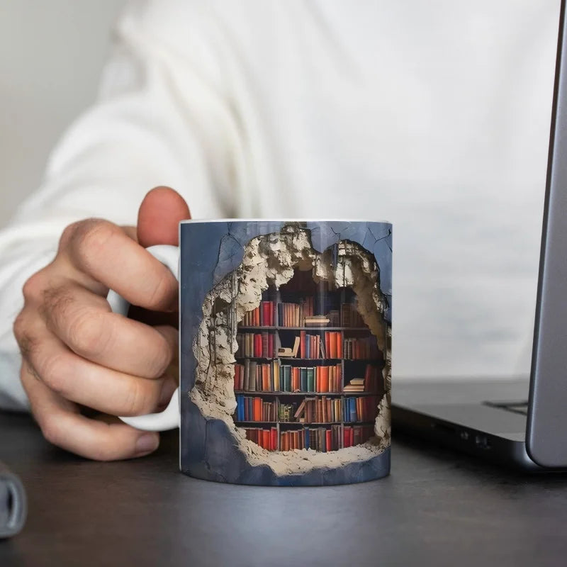 Axyaa Ceramic Library Book Mug Shelf Creative Space Design Coffee Cup Gift