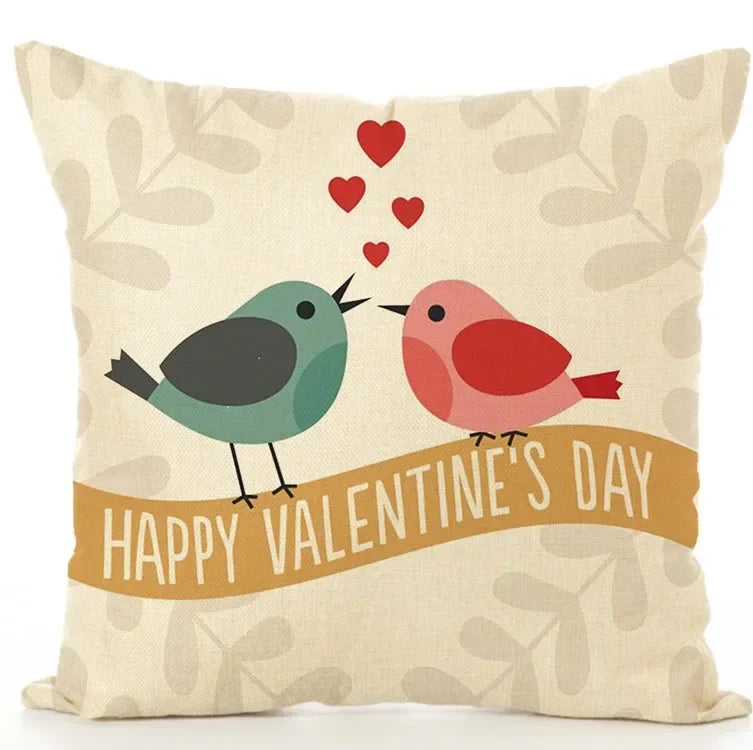 Axyaa Cartoon Couple Linen Pillowcase: Cute Room Decor & Valentine's Day Gift