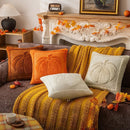 Axyaa Plush Pumpkin Cushion Cover 45x45cm 50x50cm Maple Leaf Autumn Pillow Case