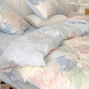 Axyaa Pink Tie-Dye Bedding Set with Flat Sheet and Pillowcase in Twin/Full/Queen Size