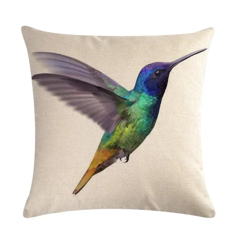 Axyaa Palm Bird Linen Cushion Cover - 45x45cm