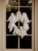 Axyaa Halloween Ghost Wreath: Cute White Fabric Ghosts & Rattan Design