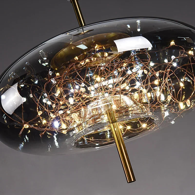 Axyaa Nordic Luxury LED Glass Pendant Chandelier for Home Decor