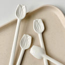 Axyaa Ceramic Flower Spoon: Cute Hand-Painted Long Handle Dessert Spoon