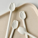 Axyaa Flower Coffee Spoon: Korean Ceramic Hand Painted Long Handle Dessert Spoon