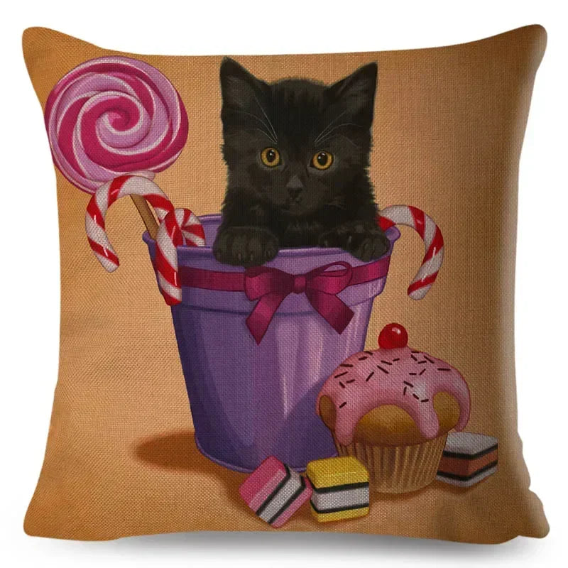 Axyaa Cartoon Pet Dog Print Pillow Covers 45x45cm for Home and Car Decor