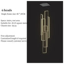 Axyaa Geometric LED Chandelier Black Gold Staircase Lighting for Luxury Living Spaces