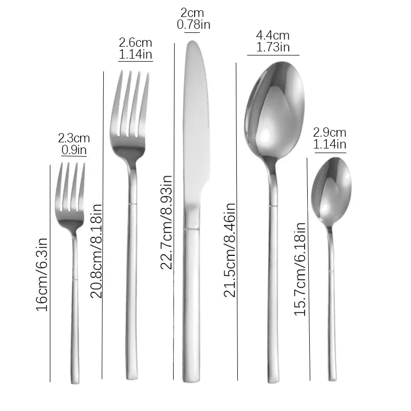Axyaa Stainless Steel Tableware Set - High-End Knife, Fork, Spoon for Kitchen & Restaurant