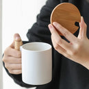 Axyaa Ceramic Wooden Handle Coffee Cup Set with Lid, Spoon - 310ml