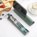 Axyaa Stainless Steel Travel Utensils Set with Case and Chopsticks, Portable Flatware