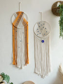 Axyaa Boho Chic Macrame Wall Hanging with Evil Eye Beads - Yarn Tapestry for Home Décor