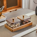Axyaa Glass Serving Tray Set with Lid: Divided Fruit/Snack Storage Box for Events