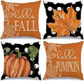 Axyaa Buffalo Check Print Linen Pillow Cover 45x45 for Fall Thanksgiving Decor