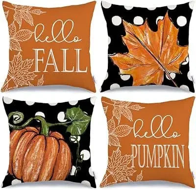 Axyaa Buffalo Check Print Linen Pillow Cover 45x45 for Fall Thanksgiving Decor