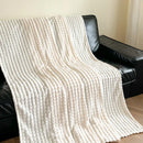 Axyaa Plaid Flannel & Rabbit Fur Throw Blanket for Sofa Bed - Soft & Warm
