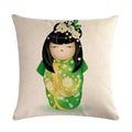Axyaa Geisha Kimono Linen Pillow Cover for Home and Car Decoration