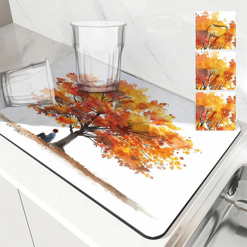 Axyaa Autumn Maple Watercolor Drying Mat