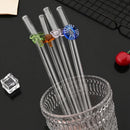 Axyaa Glass Straw Set for Drinks, 5pcs High Borosilicate Cocktail Straws & Cleaning Brush