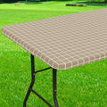 Axyaa Elastic Fitted Rectangle Vinyl Tablecloth for Indoor Outdoor Tables