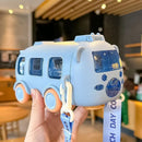 Axyaa Bus-Shaped Children's Sippy Cup with Strap: Cute, Portable, Anti-Fall Drinking Bottle