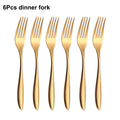 Axyaa Gold Stainless Steel Cutlery Set - 24Pcs Smooth Handle Flatware