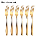 Axyaa Gold Stainless Steel Cutlery Set - 24Pcs Smooth Handle Flatware