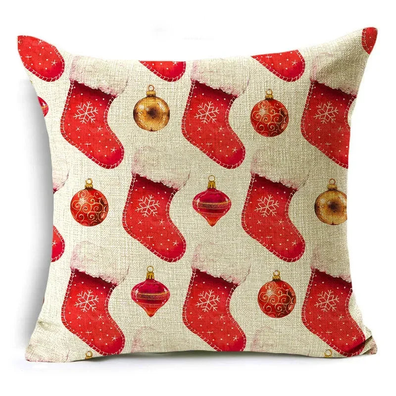 Axyaa Christmas Pillow Covers: Santa Socks Nutcracker Throw Pillowcase for Home Decor