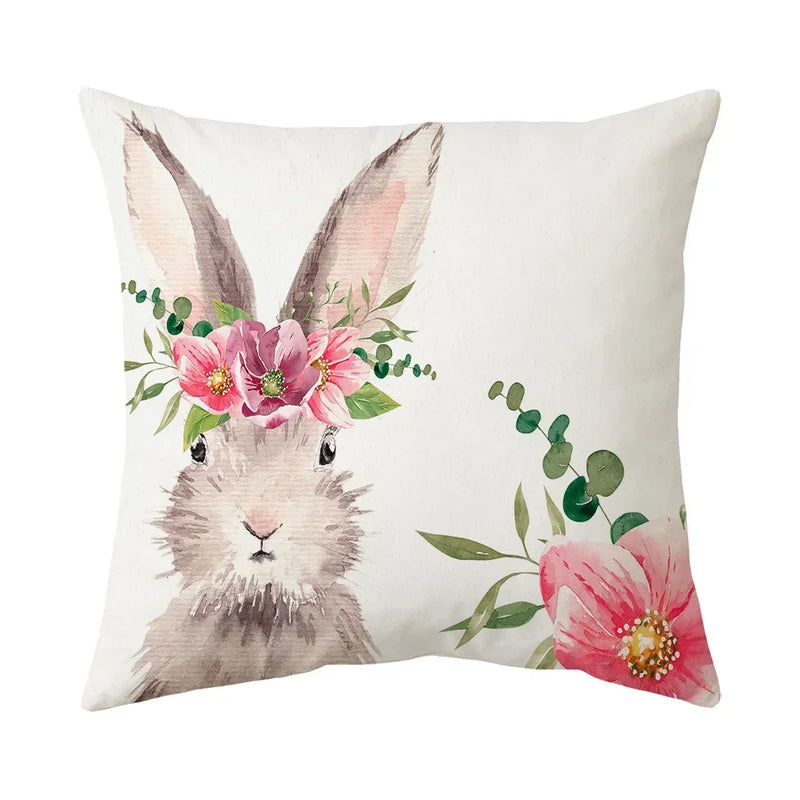 Axyaa Bunny Cushion Cover: Cartoon Rabbit Farmhouse Decor Pillowcase