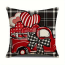 Axyaa Truck Bow Love Plaid Sofa Cushion Cover Sweet Romantic Home Decoration