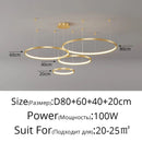 Axyaa Black Rings Pendant Light Chandelier Dimmable Remote Lamp Modern Minimalist Style