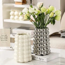 Axyaa Nordic Milk White Silver Ceramic Vase Ornaments for Home Decor