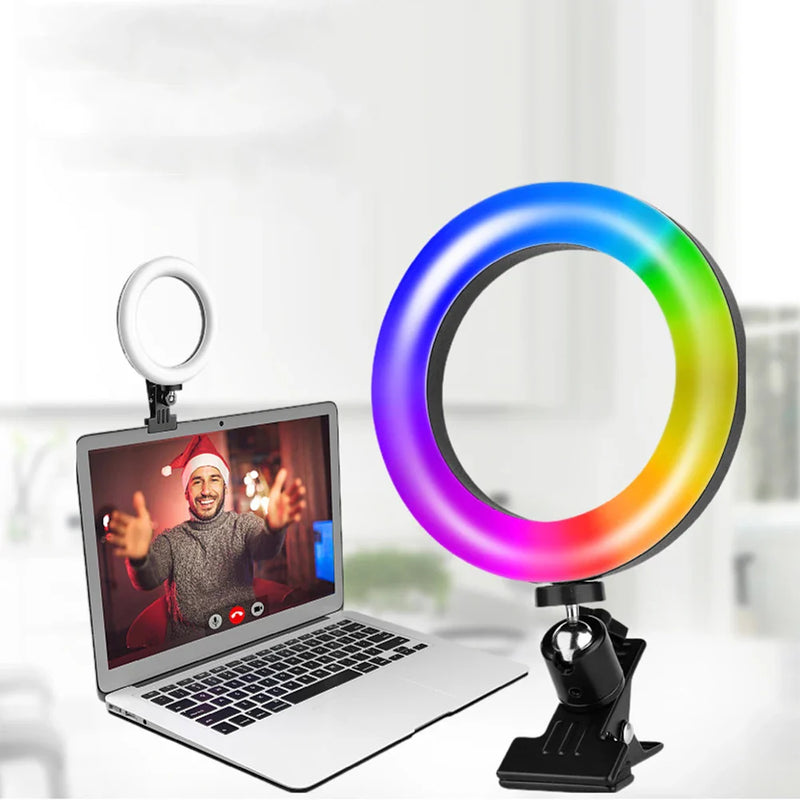 Axya 6" LED Ring Light for Youtube Live Streaming Selfies Desktop Clip