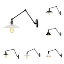 Axyaa Retro Black Wall Lamp with Long Arm for Living Room Reading
