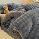 Axyaa Winter Bubble Plush Rabbit Velvet 4-Piece Bed Sheet Set
