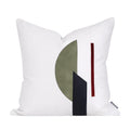 Axyaa Modern Nordic White Green Stitching Leather Square Pillow Cover