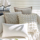 Cream Floral Polyester Cushion Cover Set by Axyaa