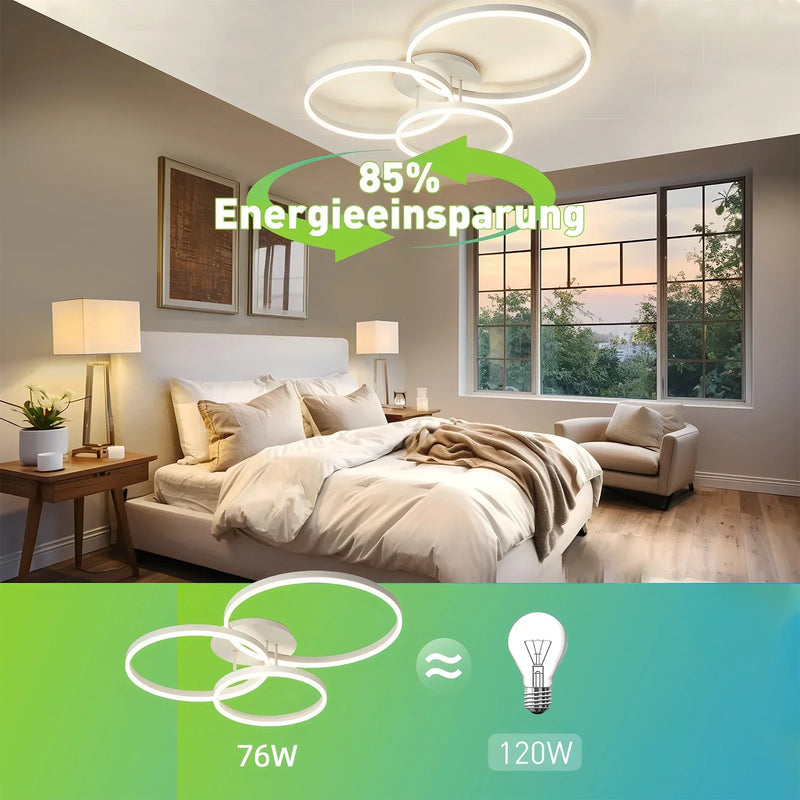 Axyaa Smart Led Chandeliers 3 Circle Ceiling Light with Remote Control App