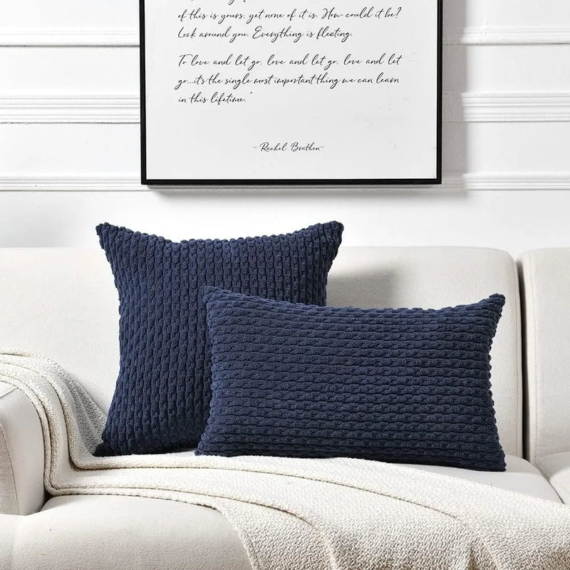 Axyaa Soft Plush Velvet Striped Corduroy Decorative Pillow Covers