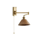 Axyaa Wooden Wall Sconce LED Lampshade with Pull Chain Switch for Bedroom Bathroom Perspective Mirror
