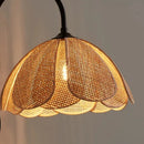 Axyaa Rattan Weaving Wall Lamp Korean Style Black Metal E27 Fixtures