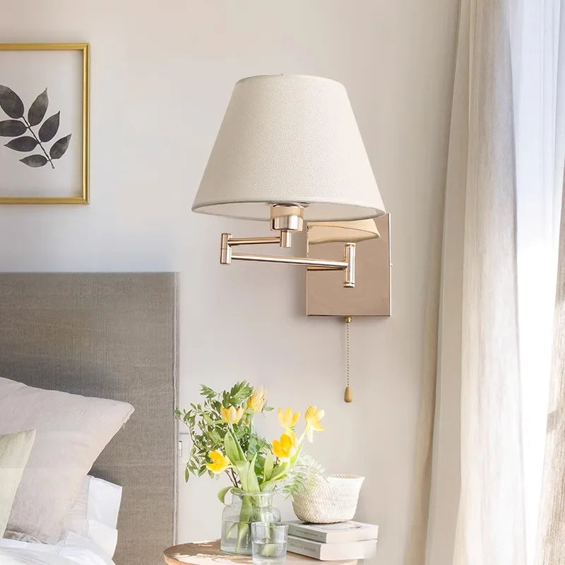 Axyaa Telescopic Rocker Arm Wall Lamp: Adjustable & Folding for Living Room, Bedroom, Study