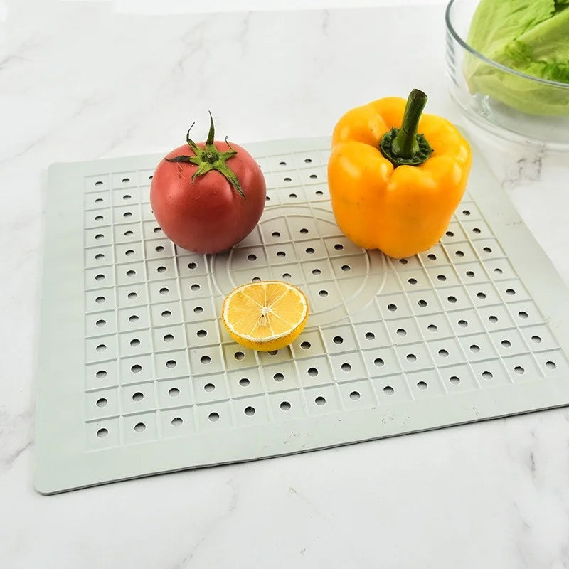 Axyaa Rubber Drain Pad Kitchen Sink Mat Non Slip Heat Insulation Square Rectangle