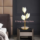 Axyaa Ceramic Magnolia Floor Lamps Metal Art Decorative Space with Light Bulbs