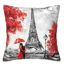 Axyaa Towers Pattern Cushion Cover for Sofa, Bedroom, Car - Home Decor Couple With Umbrella