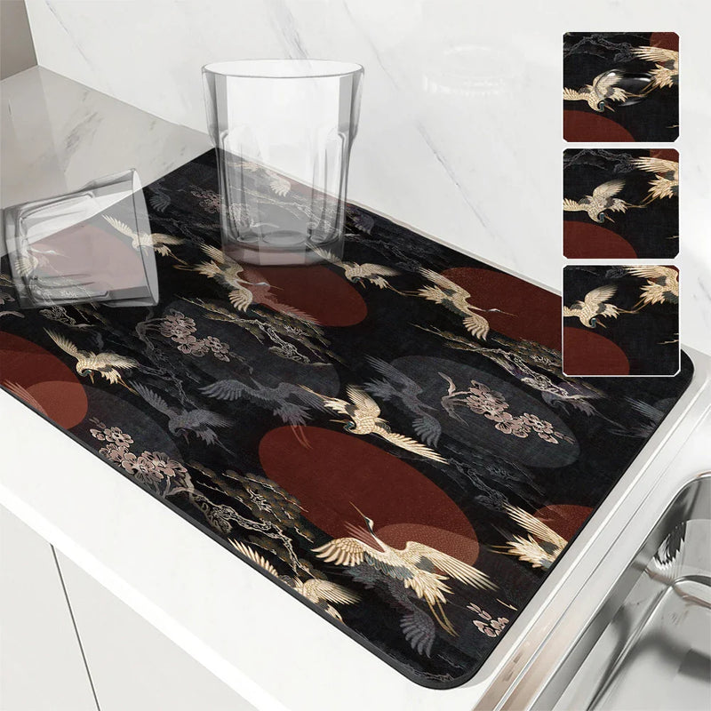 Axyaa Plant Flowers Absorbent Dish Mat Cup Drying Mats Table Decor
