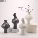 Axyaa Ceramic Vase with Artificial Flowers for Room Aesthetic Decor