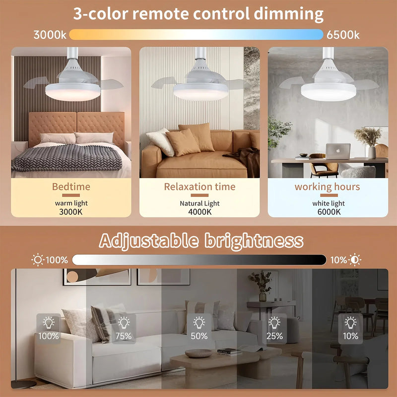 Axyaa Ceiling Fan Light with Remote Control and Retractable Blades