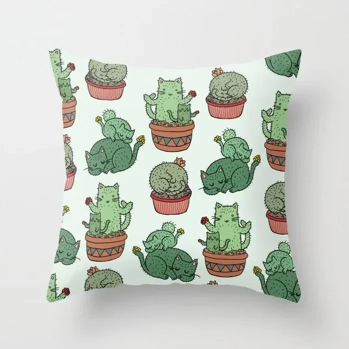 Axyaa Cactus Flower Succulent Plant Pillow Cover - Home Decorative Cushion Cover